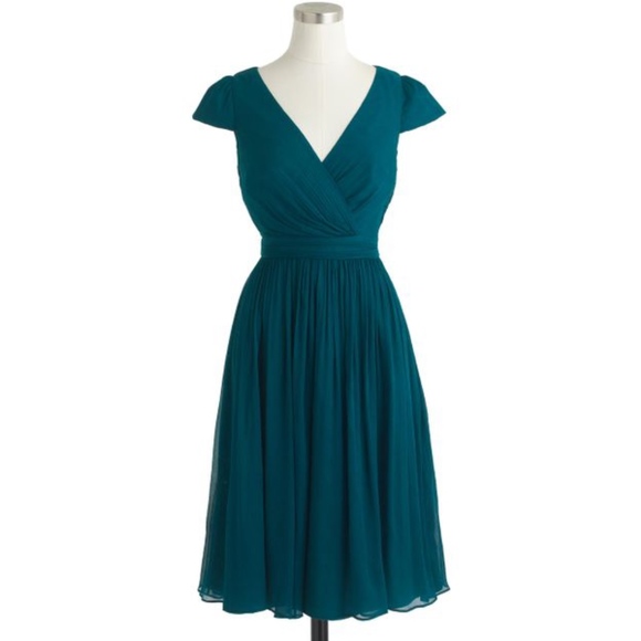 J. Crew Dresses & Skirts - J.Crew Green Mirabelle Dress In Silk Chiffon